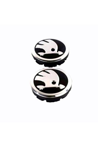 Aftermarket Set de 2 capace de jantă, 65 mm Skoda, negre/cromate pentru jante...