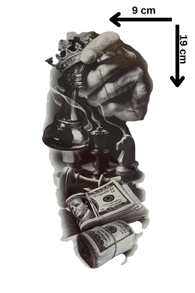 Barly Geçici Satranç Ve Dolar Figürlü Dövme Tattoo