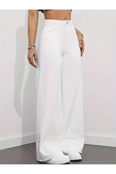 beeke Jeannine Blugi pentru femei anii 90 croi larg pe picior material elastic Casual talie înaltă Blugi largi cu picioare largi Pantaloni blugi Palazzo