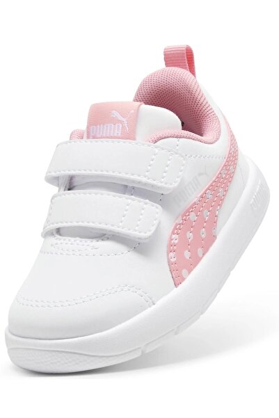Puma 398759 05 Courtflex V3 Dotty V Inf White-Pink Children's Sports Shoes