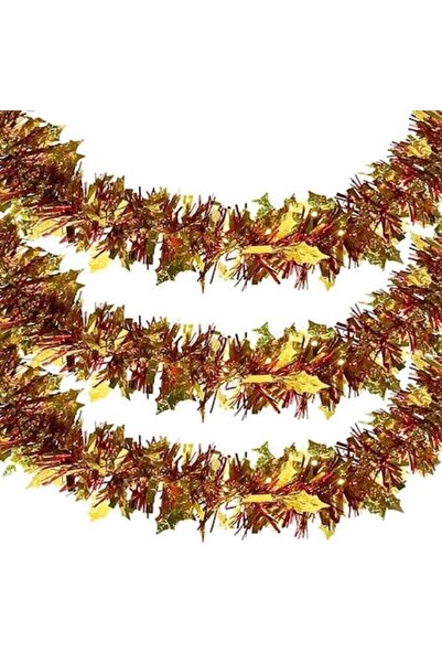 ANTBRO Christmas decorative tinsel, gold and red, 3m x 8cm