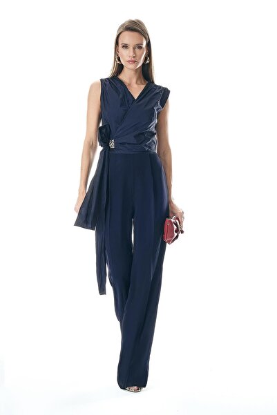 EXPLOSION Tafta Garnili Gold Tokalı Bol Paça Tulum