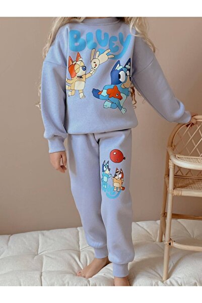 MİNİKO KİDS Girl's Bluey Model 3-Ply Shar Fleece-Lined Ofman Set