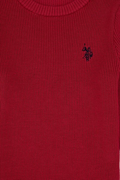 U.S. Polo Assn. Girl's Dark Raspberry Crew Neck Basic Sweater 50316842-Vr104