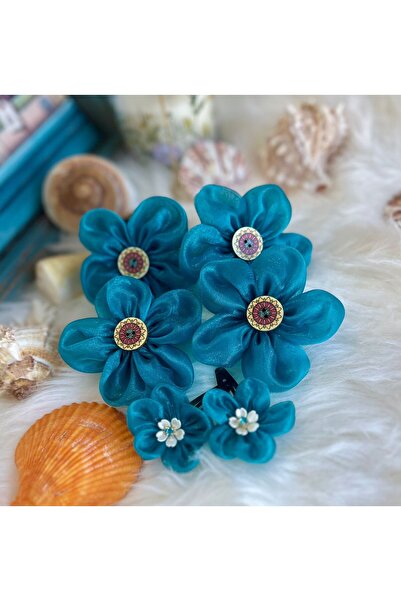 Ate j’s Creation’s Handmade 2Pairs of Organza flower Clip and 1 pair of ponytail