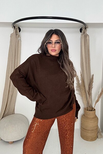 Sohotique By P Sequined Wide Leg Trousers Brown