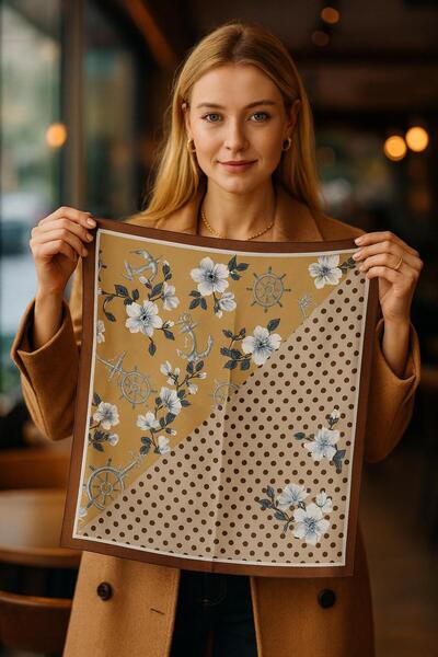 BALIENTE FLR29 Eșarfă de damă cu model 70x70 cm