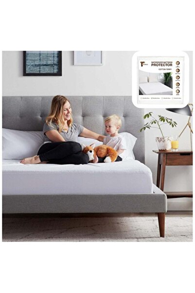 TEGRILO Waterproof Cotton Terry Mattress Protector - Deep Pocket, Vinyl-Free, Noiseless (180x20x30cm)