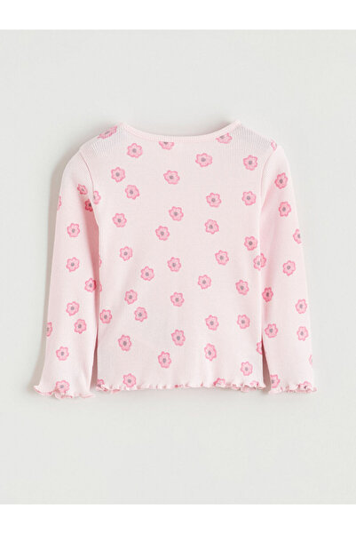 LC Waikiki Pink Crew Neck Printed Baby Girl Blouse and Leggings 2-Piece