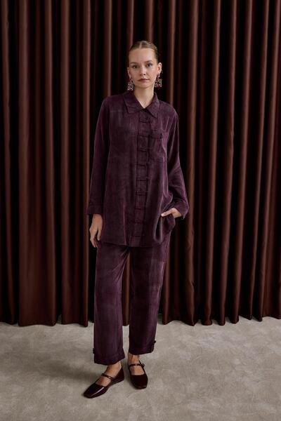 Hilay Emosh Britli Düğmeli Pantolonlu Takım MÜRDÜM