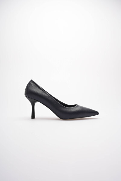 by selvi Lukka Shoes Women's Adal Navy Blue Genuine Leather Inner and Outer 11cm Heeled Stiletto