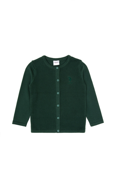 U.S. Polo Assn. Girl's Dark Green Buttoned Crew Neck Knitwear Cardigan 50316292-Vr079