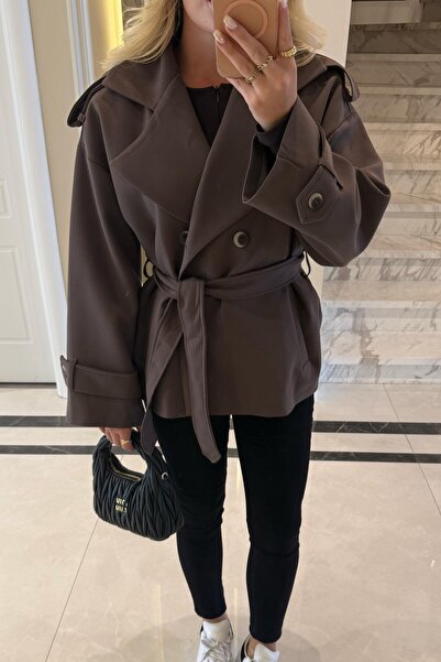 Suziş OVERSİZE KUŞAKLI KISA TRENÇ 9592