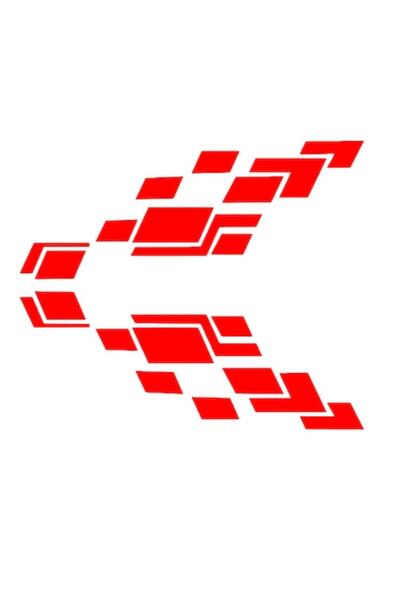 Oracal Set of 2 car stickers left and right, waterproof and UV resistant, square pattern, red, 40cm