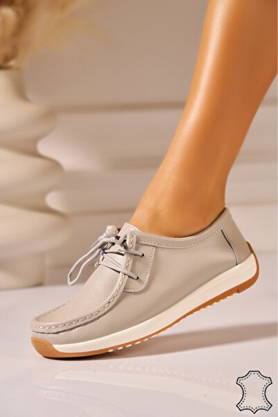 Joana Women's Leather Grey Moccasins Haisley