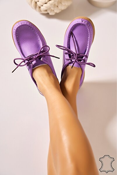 Joana Women's Purple Leather Loafers - Size 37 Trendy