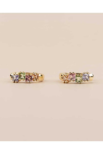 Portakal Esintisi Pasteliva Renkli Taşlı Minimal Halka Xuping Küpe