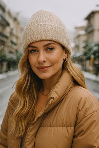 BALIENTE Beretă pentru femei cu șnur bej