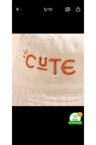 Generic Brand Cute Written Cream Color Children's Bucket Hat 12-36 Months