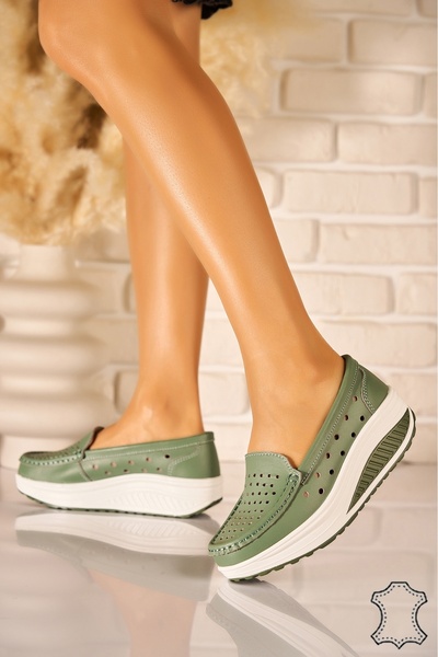 Joana Γυναικεία Τυρκουάζ Δερμάτινα Μοκασίνια από την Anzal