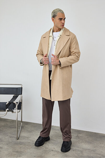 MADZEYMODA Premium ανδρικό παλτό βιζόν χωρίς κουμπιά oversized καλούπια LS-56158