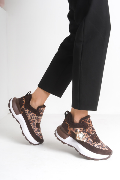 Cananın Pabuçları Prince 181 Sports Shoes with Stone and Fur Detail