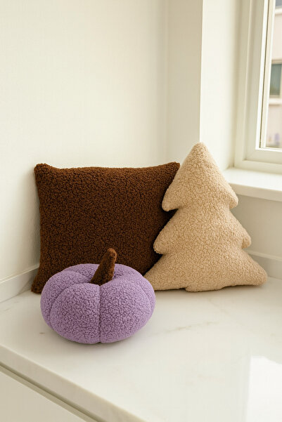 EYPRICH Teddy Decorative Pumpkin and Pine Tree Pillow and Inner-Filled Cushion