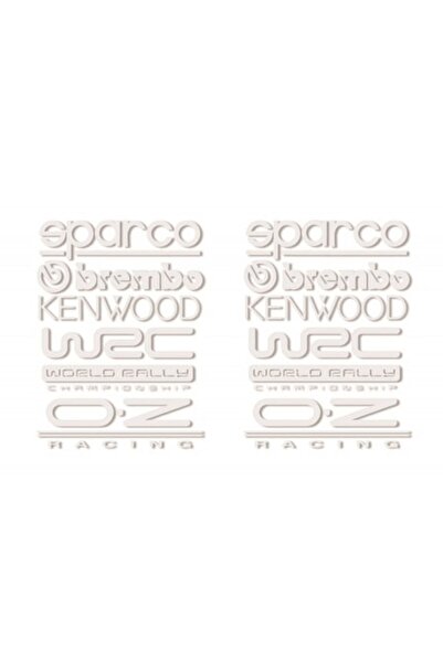 Oracal 651 Pachet 2 bucati, 5 stickere auto, 30x24 cm, Sparco, Brembo, Kenwood, WRC, OZ, ambele portiere, alb