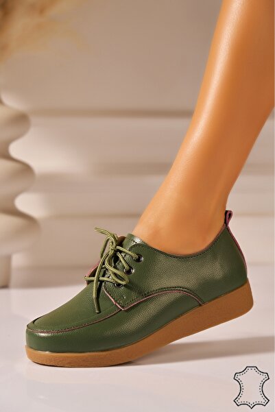 Joana Women's Green Leather Moccasins - Adelyn Style