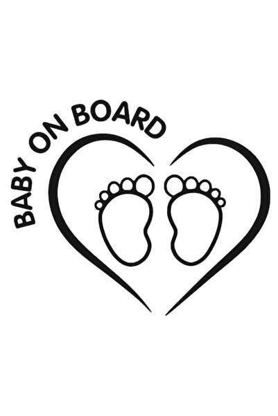 Oracal Sticker auto decorativ, tuning, Baby on board cu picioruse si inima, 20cm, negru