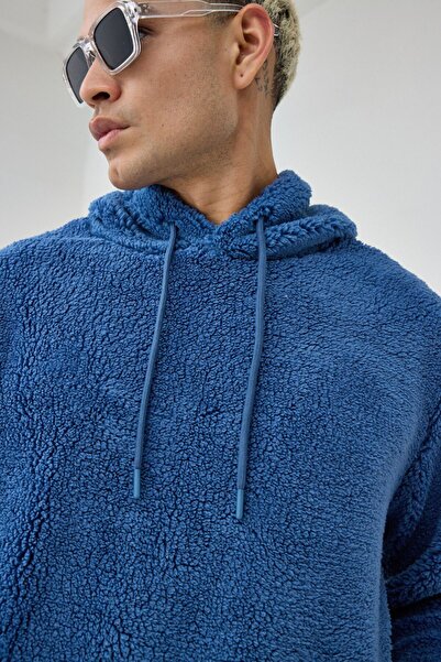İLKCET MODA Βασικό με κουκούλα oversized Φούτερ από βελούδινο ύφασμα
