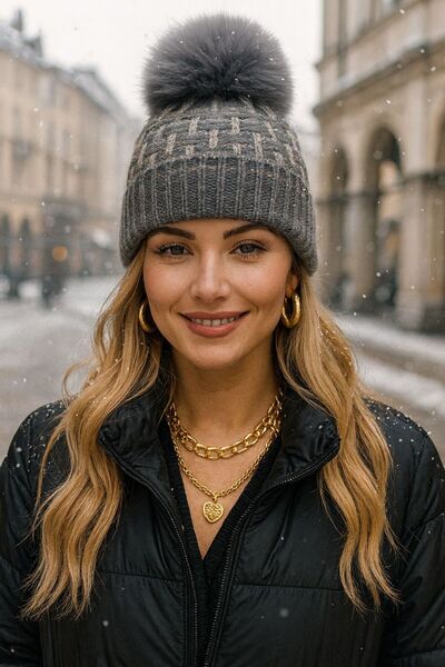 BALIENTE Beretă gri cu model pentru femei