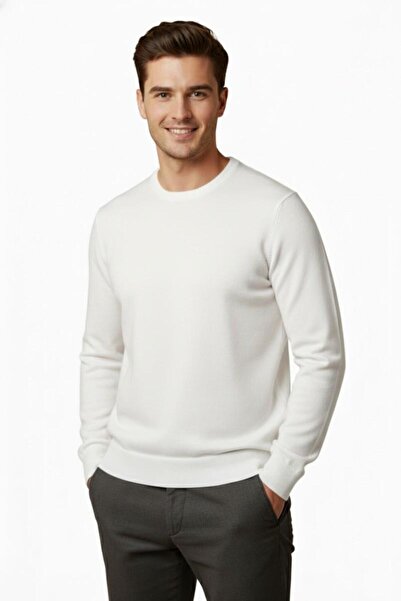 Çizgi Triko Men's Crew Neck Sweater Steel Knit Classic Fit 4241C Bgl-St04857