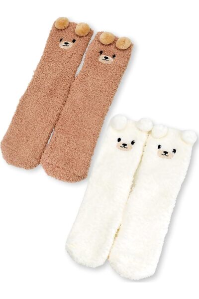 Generic Women's Cozy Home Socks with Ears - 2 Pairs