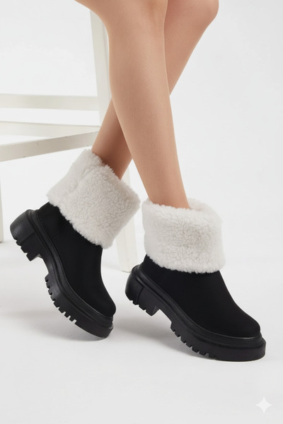Elit 9444 Black Comfortable Water and Cold Resistant Plush Women's Boots