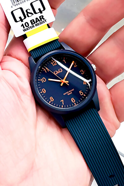 Q&Q 10 Atm Water Resistant Navy Blue Silicone Cord Original Men's Wristwatch - Gift Bracelet Qqeg2002C4