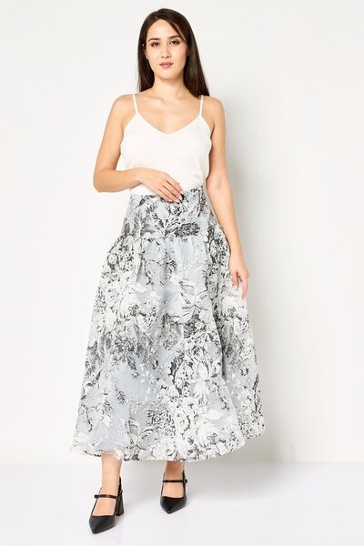 femi9 Women Floral Print Midi Skirt, Multicolor