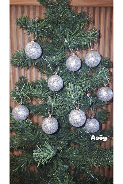 asöy Yılbaşı Parlak Simli Beyaz Işıltılı Renkli Cici Top 3 Cm 9lu Yılbaşı Yen...