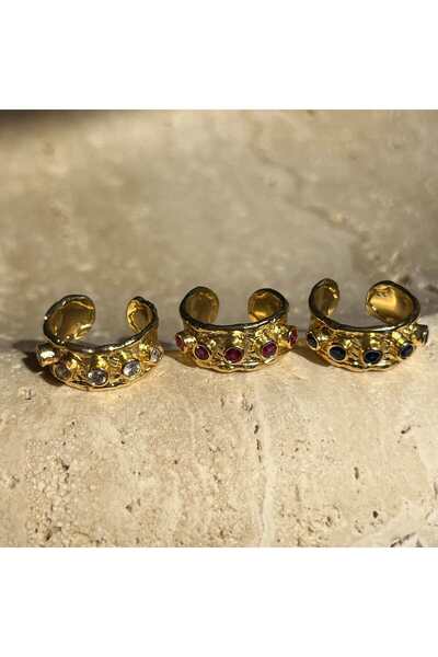 Font Natural Stone Gold Adjustable Ring