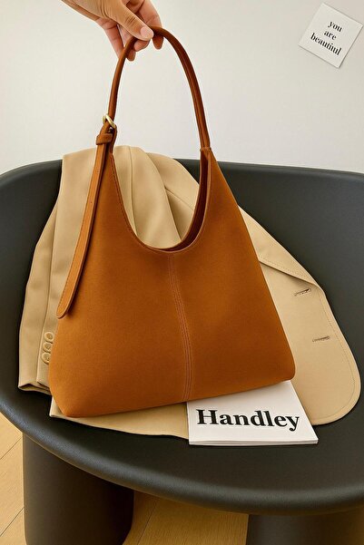 Handley Süet Hobo Çanta – Minimalist Omuz Çantası Şık ve Zarif Kadın Çanta