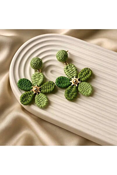 Luxiva Geometric Bijouterie Earrings with Rope Woven Ring