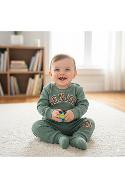 Zerenyus 6-24 Months Kangaroo Pocket Senor Suit Petrol