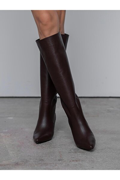 ECENİN BUTİĞİ Ambra Kahve Hakiki Deri Kadın Çizme