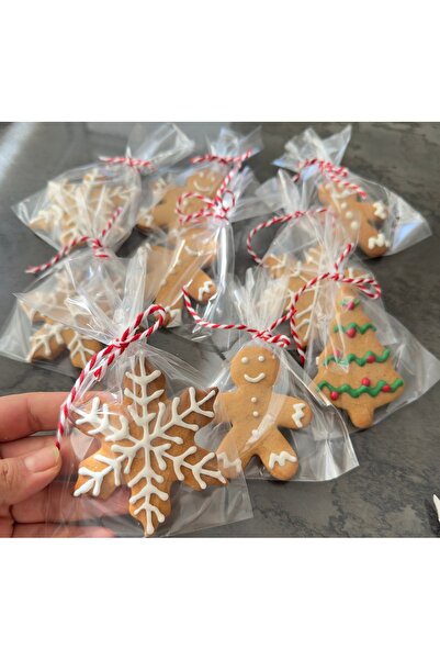 vanilinkitchen Yılbaşı Zencefilli Kurabiye El Yapımı Süslemeli Noel Kurabiyeleri 30 Adet