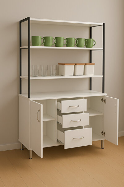 Yek MOBİLYA KK ÇOK AMAÇLI DOLAP 2 KAPAKLI 3 ÇEKMECELİ KAHVE KÖŞESİ