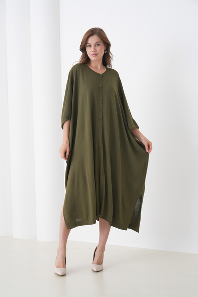 MAMAYAGA Дамско скромно яке с асиметричен крой, копчета отпред, крилати ръкави и широк крой