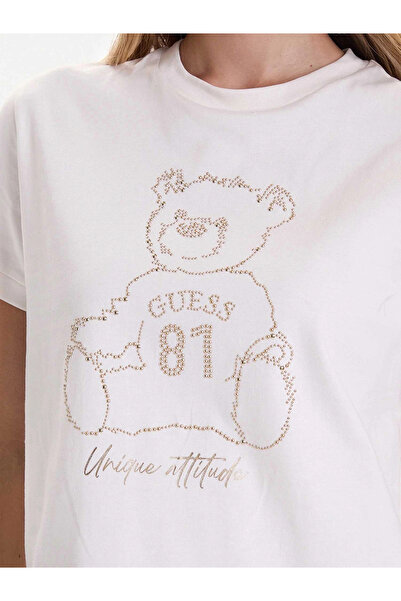 Guess Unique Women's White Active Regular Fit T-Shirt V5Bi16K8Fq4-G1H6