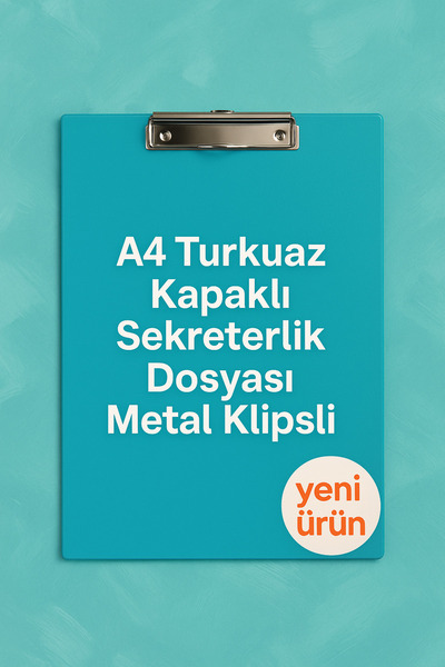 KarmaOfis A4 Turkuaz Kapaklı Sekreterlik Dosyası Metal Klipsli