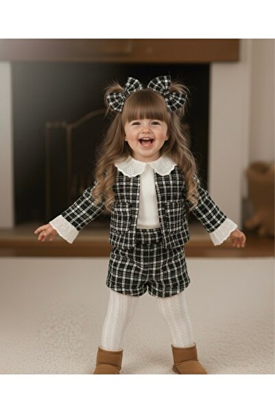 Tinypeople Girls' Shorts Suit, Girls' Shorts Jacket Three-Piece Suit, Holiday Suit, Stylish Suit