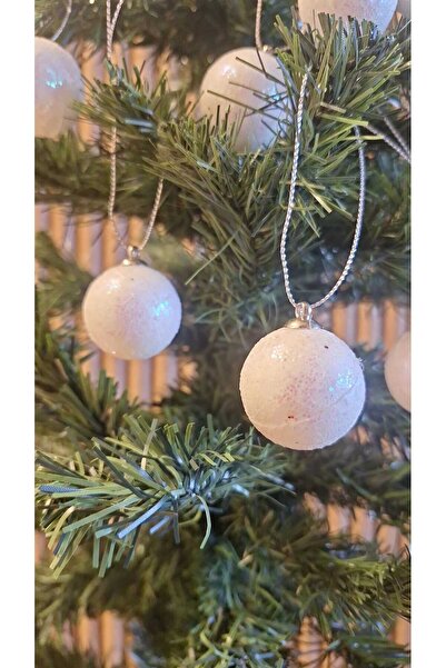 asöy Новорічна блискуча біла блискуча кольорова кулька 3 см 9 шт. Новорічна ялинка